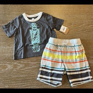 NWT Baby Boy Tea Collection Outfit Tee Shirt and Shorts Size 3-6 Months